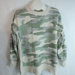 Aerie Beige Camo Long Sleeve Sweatshirt Womens Size Medium